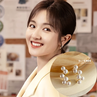 s925纯银针滤镜李兰迪同款 潮葡萄耳钉耳饰女 淑女珍珠耳环2025新款