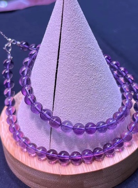 天然紫水晶圆珠项链，浓郁的紫色，智慧爱情石，7毫米28.72克