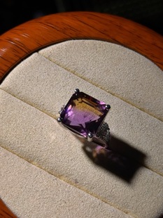 紫黄晶戒指925银镶嵌尺寸12.6-12.6mm活口
