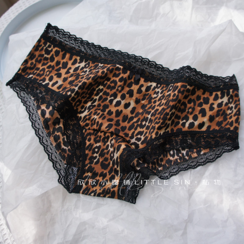 性感豹纹无痕不勒蕾丝边牛奶丝女
