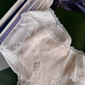 甜美仙气纯棉蕾丝边 精致微透网纱性感少女内裤 透气10A抑菌加长裆