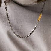 ROADLATIVE复古做旧古钛钢项链男款 小众设计潮嘻哈高级感简约素链