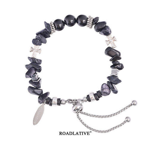 ROADLATIVE蓝砂石十字银珠手链