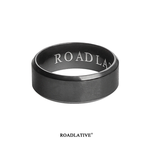 嘻哈黑色钛钢戒指环男 ROADLATIVE原创设计国潮牌饰品磨砂简约时尚