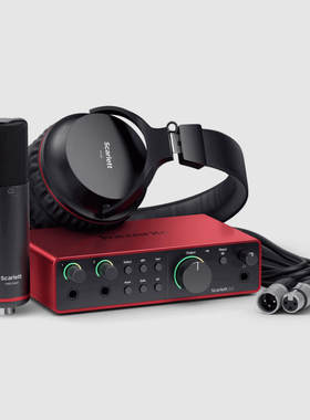 Focusrite scarlett 2i2 studio 四代 声卡话筒耳机套装 录音套装