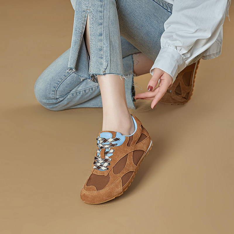 欧版2025新款真皮德训鞋女时尚百搭复古芭蕾跑步运动休闲阿甘鞋女,女鞋,时尚休闲鞋,淘宝优惠券,粉丝福利购,淘宝优惠卷