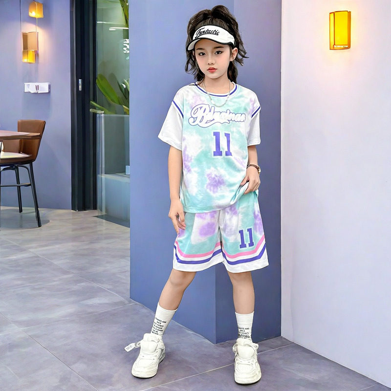 女童夏季篮球服套装定制编号