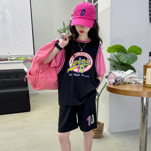 篮球服女童套装2025新款运动夏装大童女生球衣队服儿童速干训练服