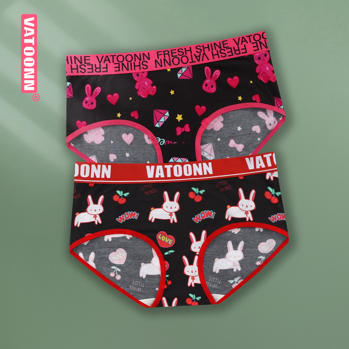 少女心兔子印花纯棉大码女内裤宽腰带收腹透气亲肤提臀修身三角裤,女士内衣/男士内衣/家居服,女三角裤,淘宝优惠券,粉丝福利购,淘宝优惠卷