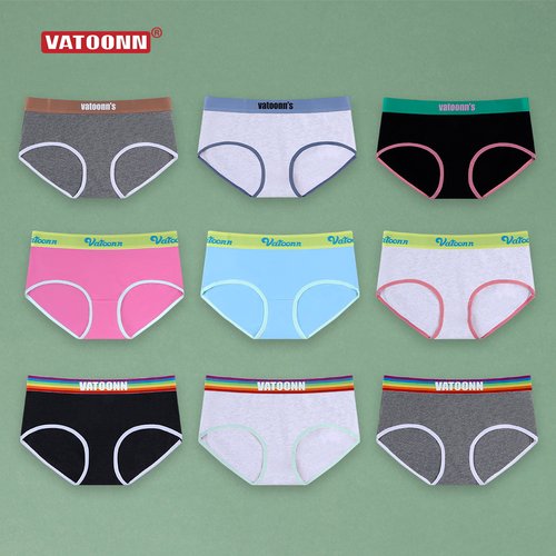 花佃品色女中腰三角裤纯棉单色潮