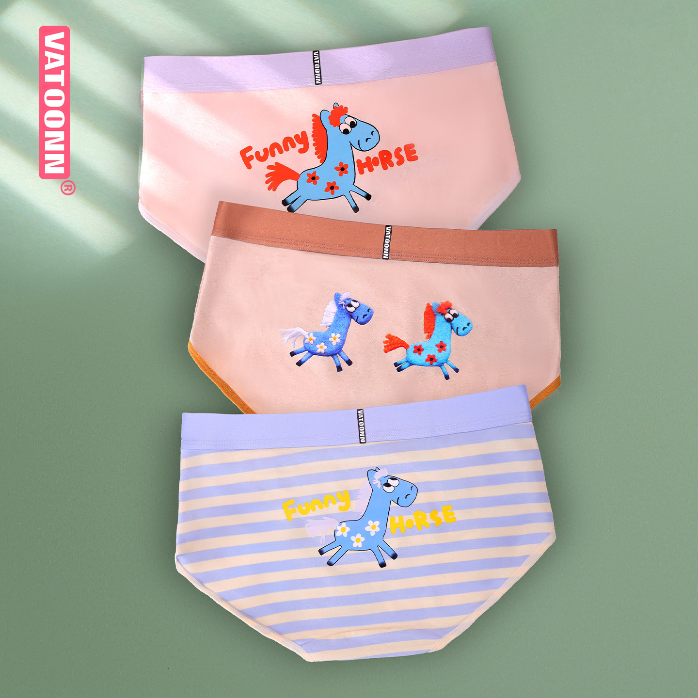 女士纯棉内裤中腰包臀三角裤宽腰带不卡裆抗菌可爱卡通彩虹马印花,女士内衣/男士内衣/家居服,女三角裤,淘宝优惠券,粉丝福利购,淘宝优惠卷