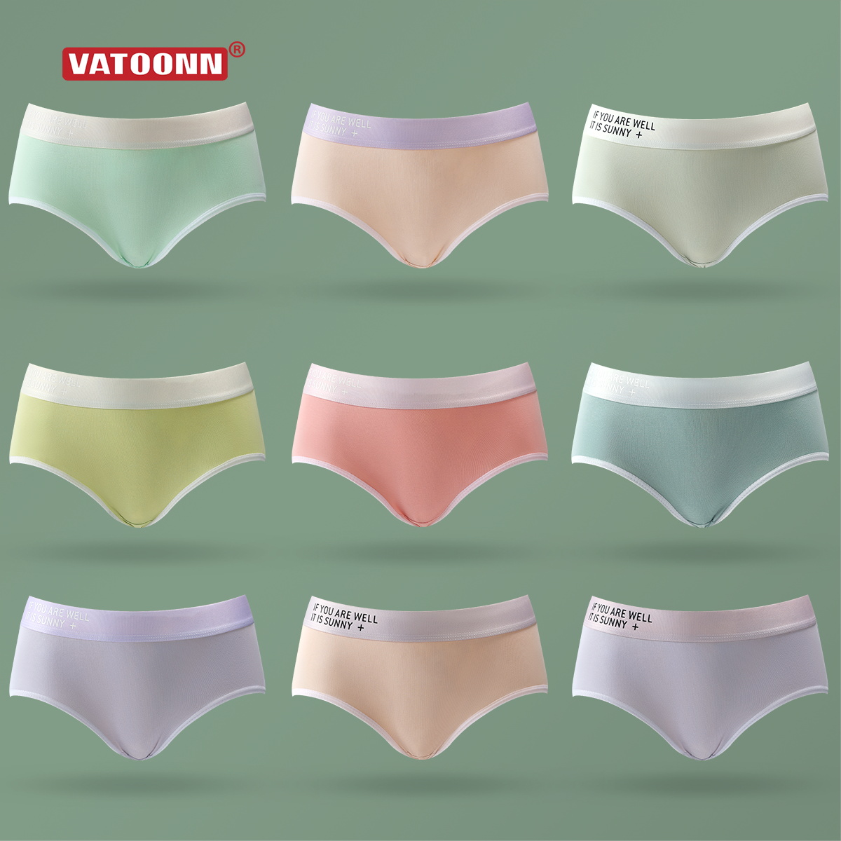 花佃品色女中腰三角内裤纯棉单色