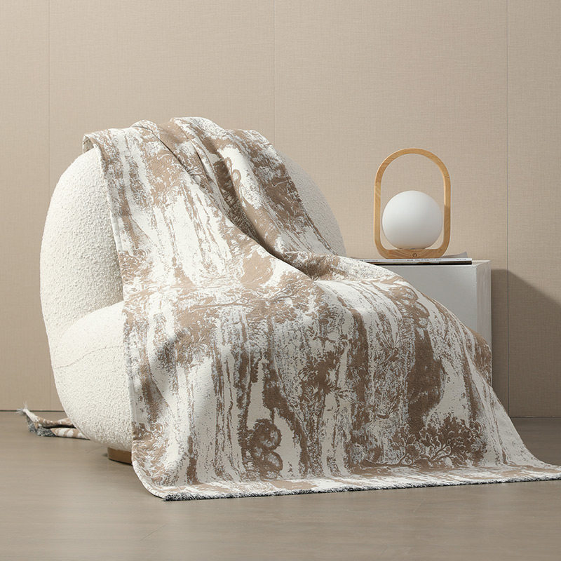 现代北欧诧寂风卡其色斑纹软装搭毯民宿酒店床旗床尾巾飘窗沙发毯,床上用品,休闲毯/毛毯/绒毯,淘宝优惠券,粉丝福利购,淘宝优惠卷