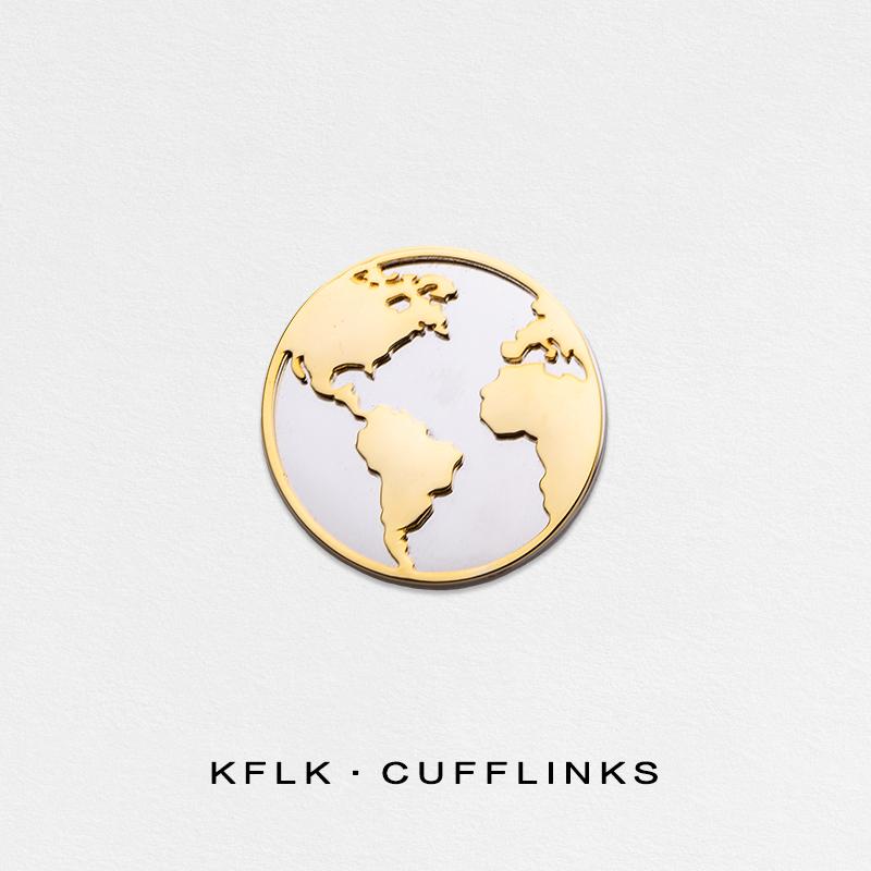 KFLK金银撞色金属男士地图胸针