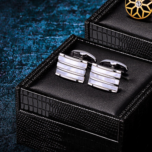 天然贝壳法式袖扣男KFLK纹理各异