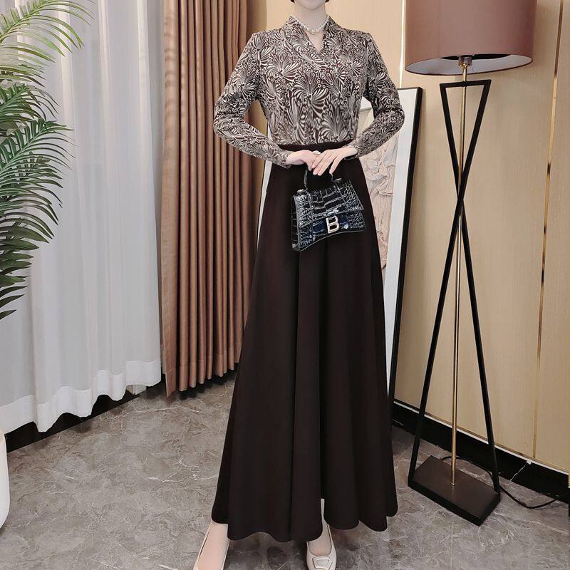 香衣丽华206-279秋冬加厚长款过膝假两件大摆修身显瘦连衣裙