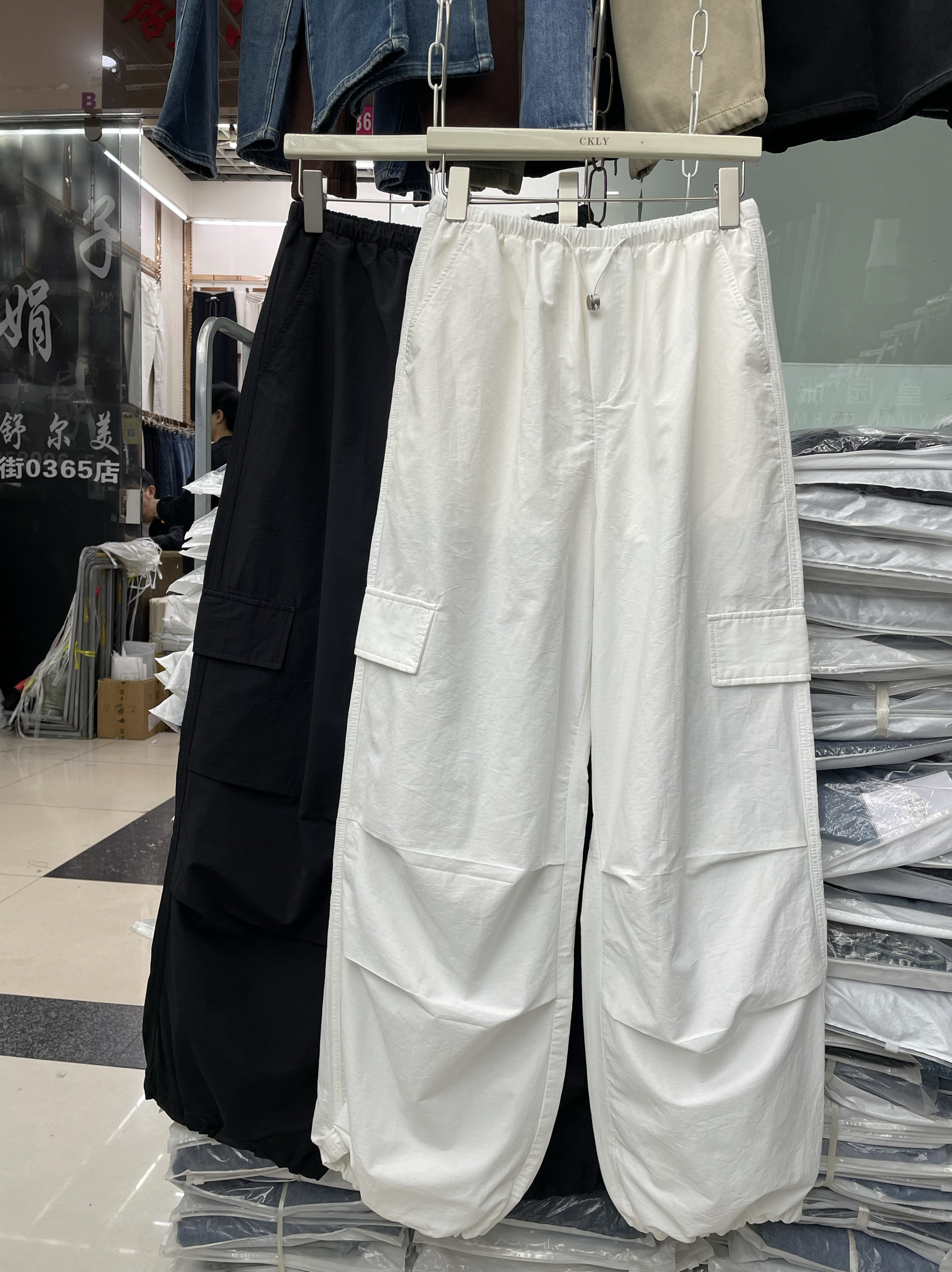 实拍欧货NV88072夏季松紧腰宽松显瘦超薄速干裤休闲阔腿工装裤女