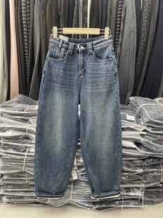 加绒加厚哈伦九分牛仔裤 梨形身材遮胯显瘦老爹裤 AngelYY7967冬季