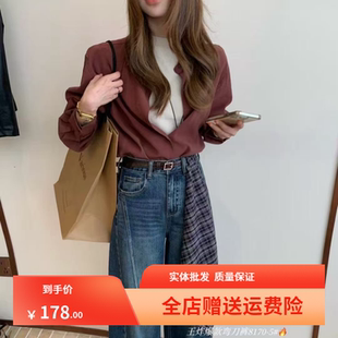 牛仔阔腿裤 AngelYY8170秋新款 女高腰百搭工装 宽松显瘦直筒裤 韩版