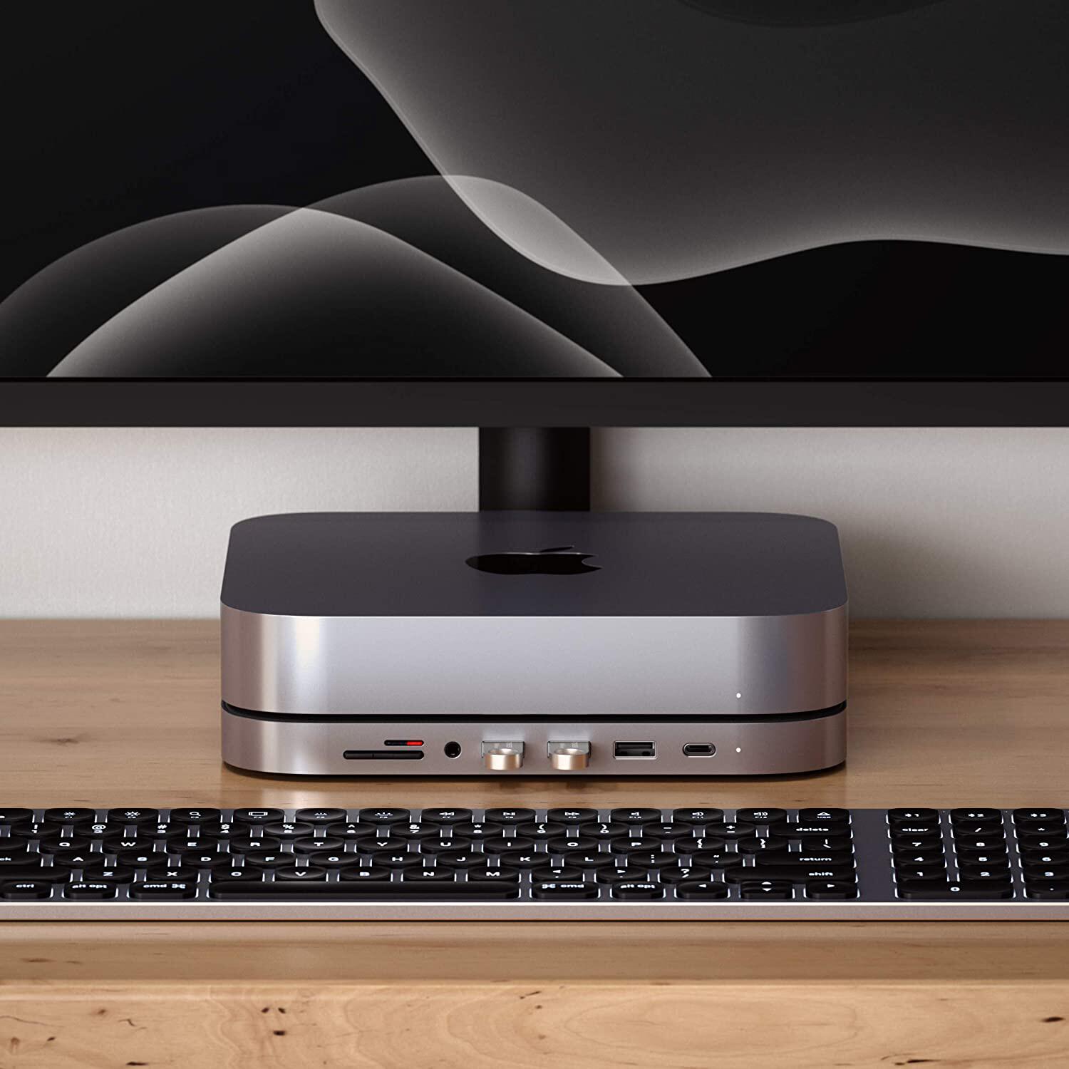 日本代购Mac Mini底座集线器USB-C接口扩展坞7合1集线器USB TF SD