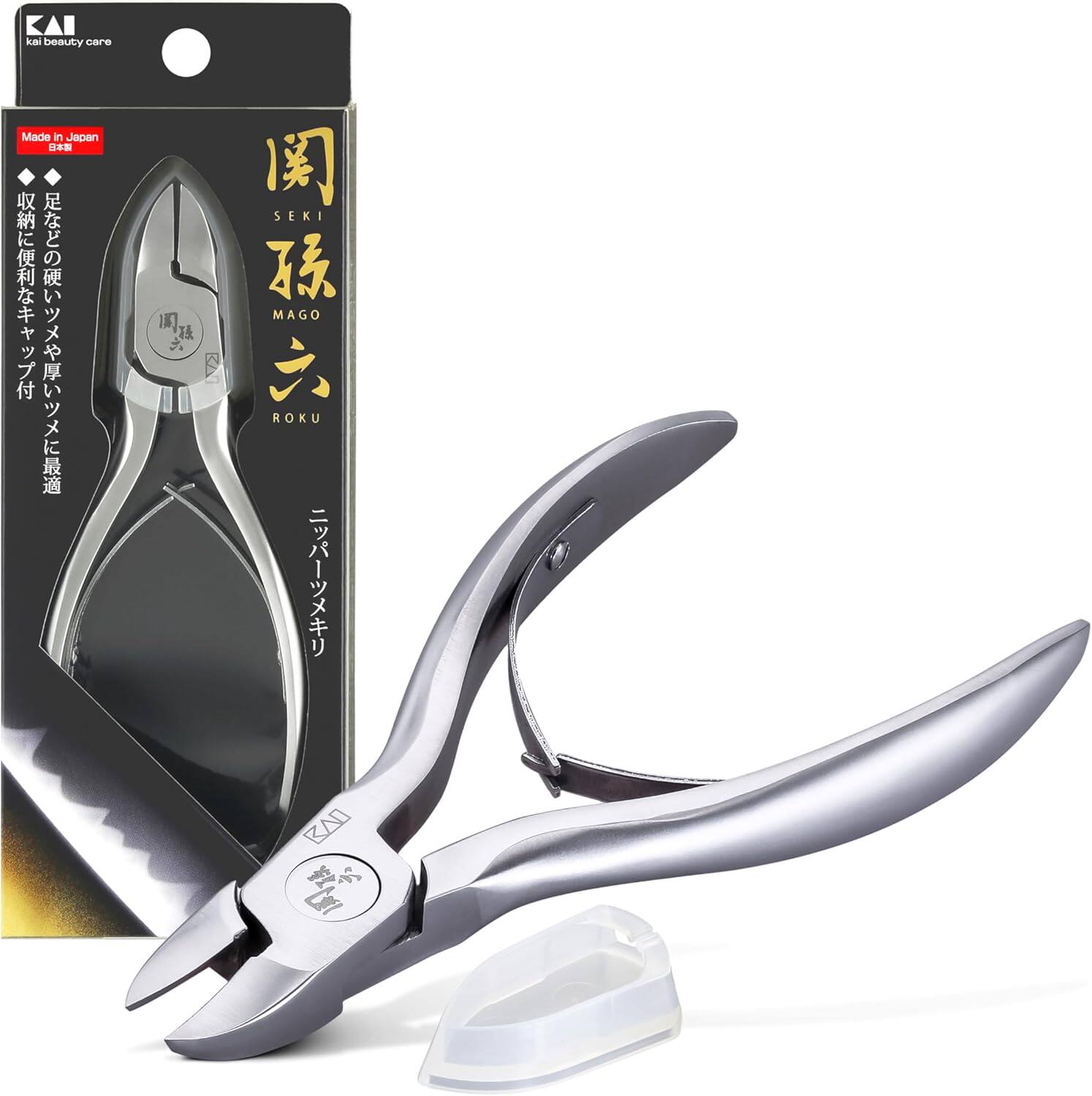 日本代购 KAI贝印 关孙六指甲刀/厚指甲省力指甲钳带保护套日本制
