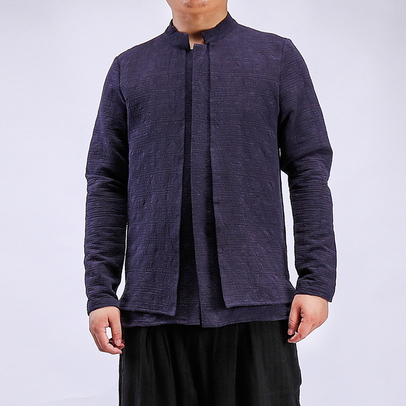 茶人服男棉麻衣中国风复古男装亚麻衬衫长袖秋季中式禅意汉服衬衣