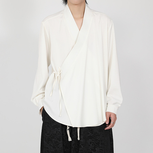 开衫 斜门襟汉服免烫道袍侠客袍上衣长袖 男居士禅服外套 新款 春秋季