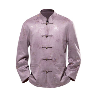 秋冬季复古潮牌麂皮绒汉服外套男款民族风唐装铜扣太极服休闲夹克