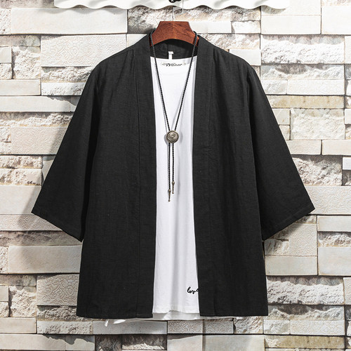 薄款上衣改良汉服棉麻短袖衬衫男