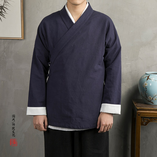 秋装复古棉麻道袍长袖改良汉服