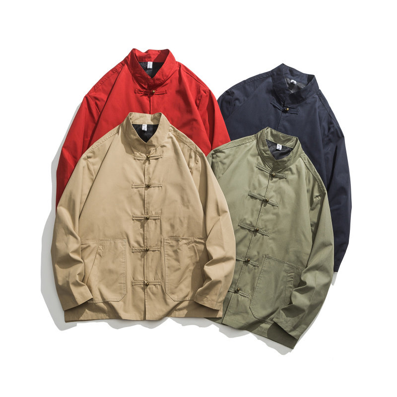 春秋季新款工装外套男女情侣装盘扣唐装新国风大口袋中山装潮夹克,男装,夹克,淘宝优惠券,粉丝福利购,淘宝优惠卷