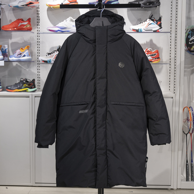 李宁保暖连帽长款男子羽绒服