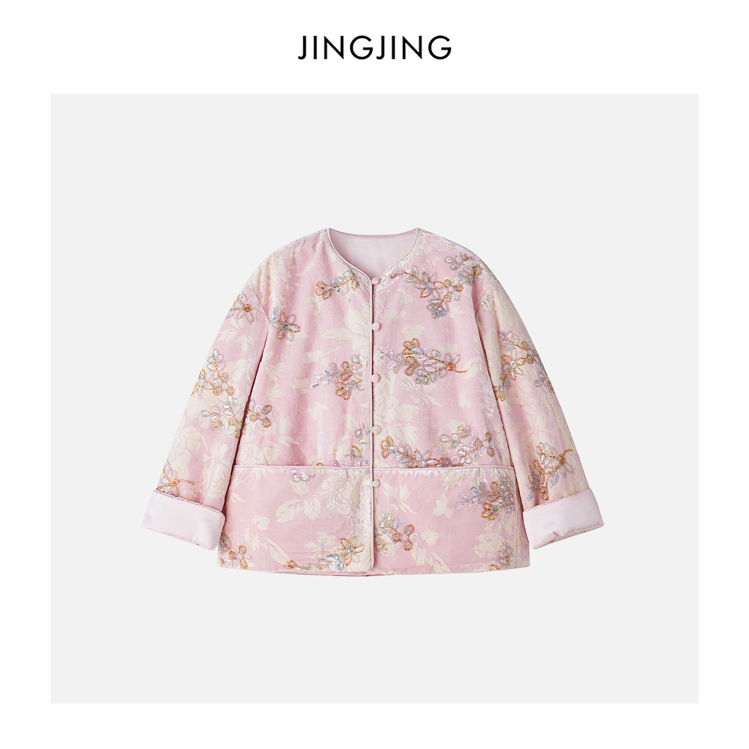 JINGJING2026新款“金缕蝶花”真丝丝绒重工手工钉珠刺绣国风外套,女装/女士精品,上衣,淘宝优惠券,粉丝福利购,淘宝优惠卷