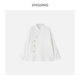 衬衫 JINGJING2026新款 新中式 复古盘扣斜襟立领长袖 月白闲衫