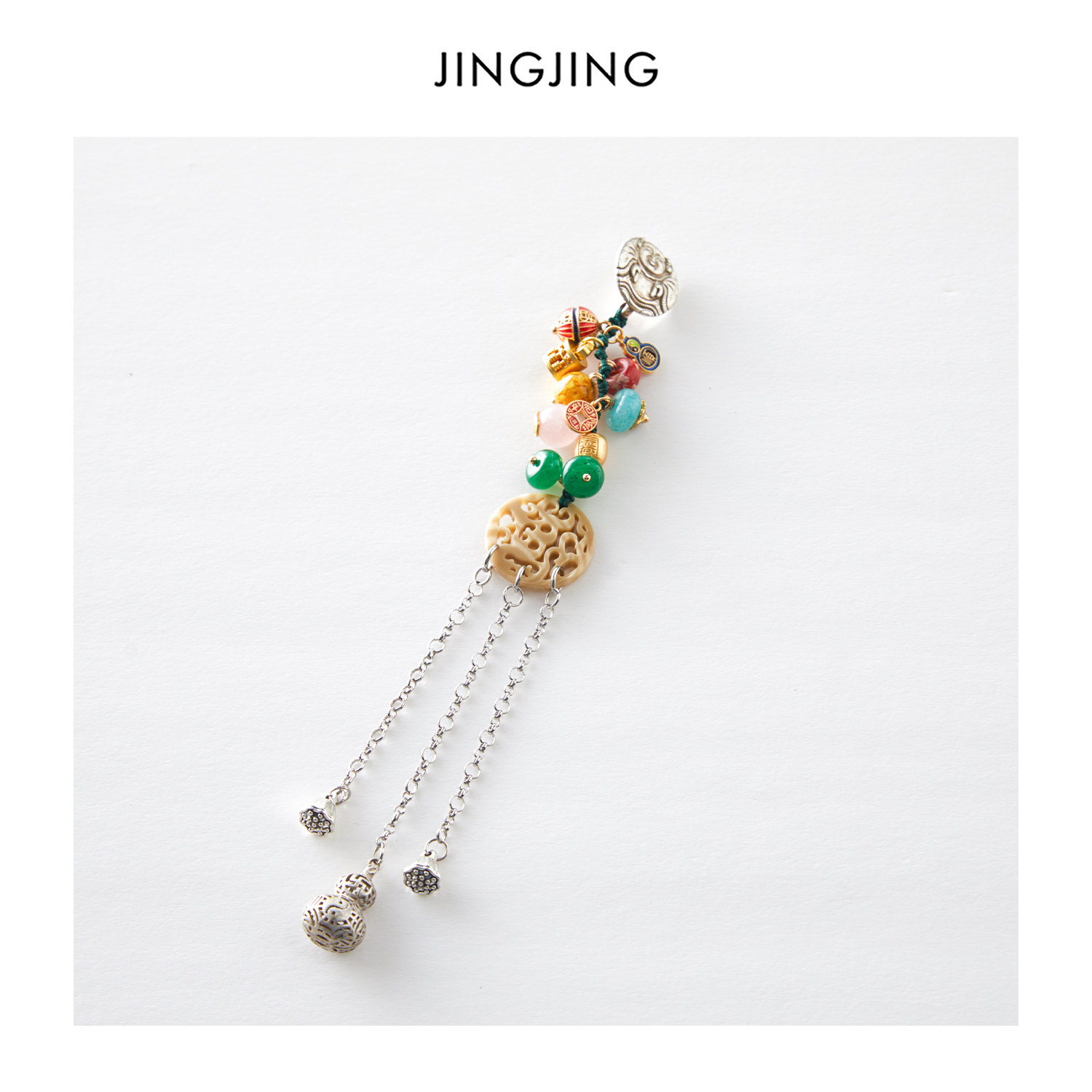 JINGJING2026新款“彩珠垂星”复古气质长款流苏压襟中式配饰挂坠,服饰配件/皮带/帽子/围巾,其他配件,淘宝优惠券,粉丝福利购,淘宝优惠卷