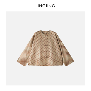 JINGJING2025新款“四达晕”桑蚕丝宋锦32姆米一字扣新中式上衣