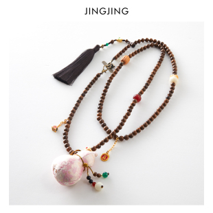 木质项链流苏吊坠斜跨链葫芦古风配饰 新中式 JINGJING 楠心守禄
