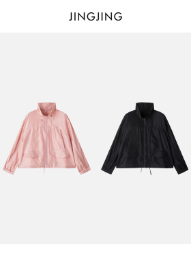 JINGJING2026新款“律动”100桑蚕丝简约设计感半高领休闲外套