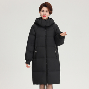 韩版宽松加大码胖MM白鹅绒加厚抗严寒-30度中长款连帽大衣羽绒服