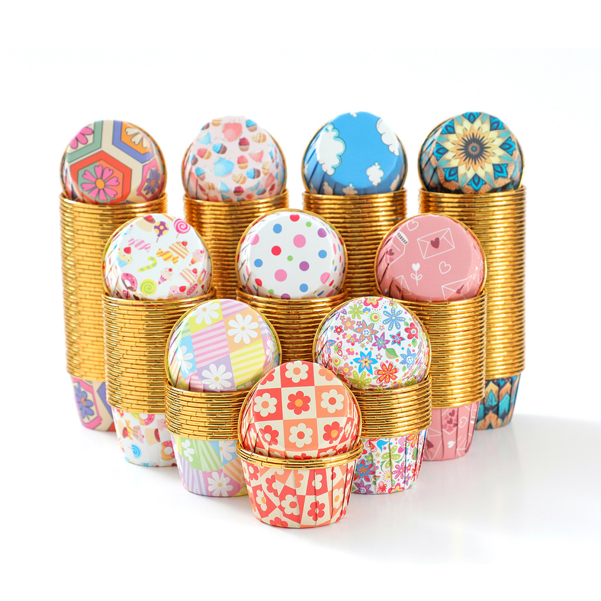 50个装波西米亚内金卷边圆型蛋糕纸杯马芬杯烘焙包装卷口杯耐高温,厨房/烹饪用具,烘焙用纸,淘宝优惠券,粉丝福利购,淘宝优惠卷