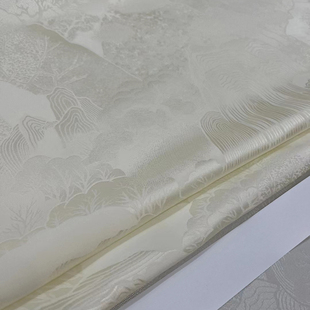 高山流水 裙咖布料 27姆米真丝提花重缎140幅70桑蚕丝30植物丝衬衫