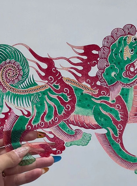 皮影非遗挂画麒麟装饰画礼物