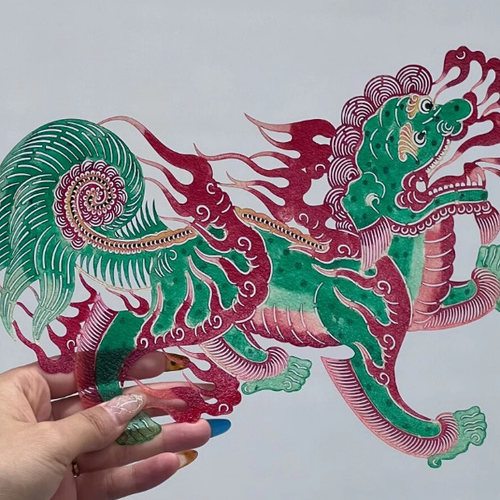 皮影非遗挂画麒麟装饰画礼物