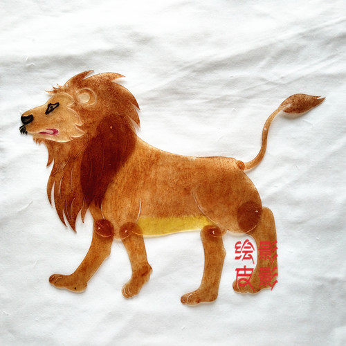 绘影华县手工皮影戏道具动物狮子王 带操作杆双面表演