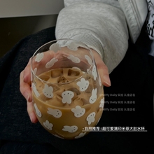 2025网红爆款米菲玻璃杯夏日大容量玻璃水杯女生高颜值家用大肚杯
