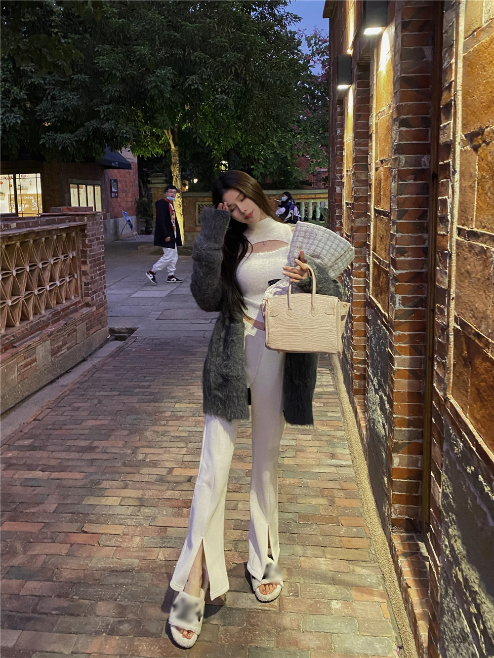 GreenSister休闲开叉灯芯绒长裤