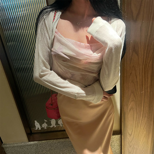 green大姐姐 韩纯欲舒适性感荡领吊带背心上衣女外穿 温柔欧尼