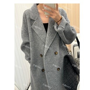《仙仙专属》肌理感羊毛大衣四粒扣毛感双面呢长款羊毛大衣4899