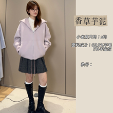 《小雀斑专属》羊驼毛+羊毛 针织连帽短款大衣33603