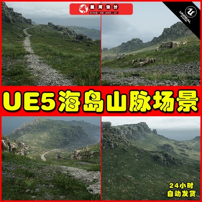 UE5 Northern Island Pack 4x4 km 海岛岛屿山脉草地场景5.2